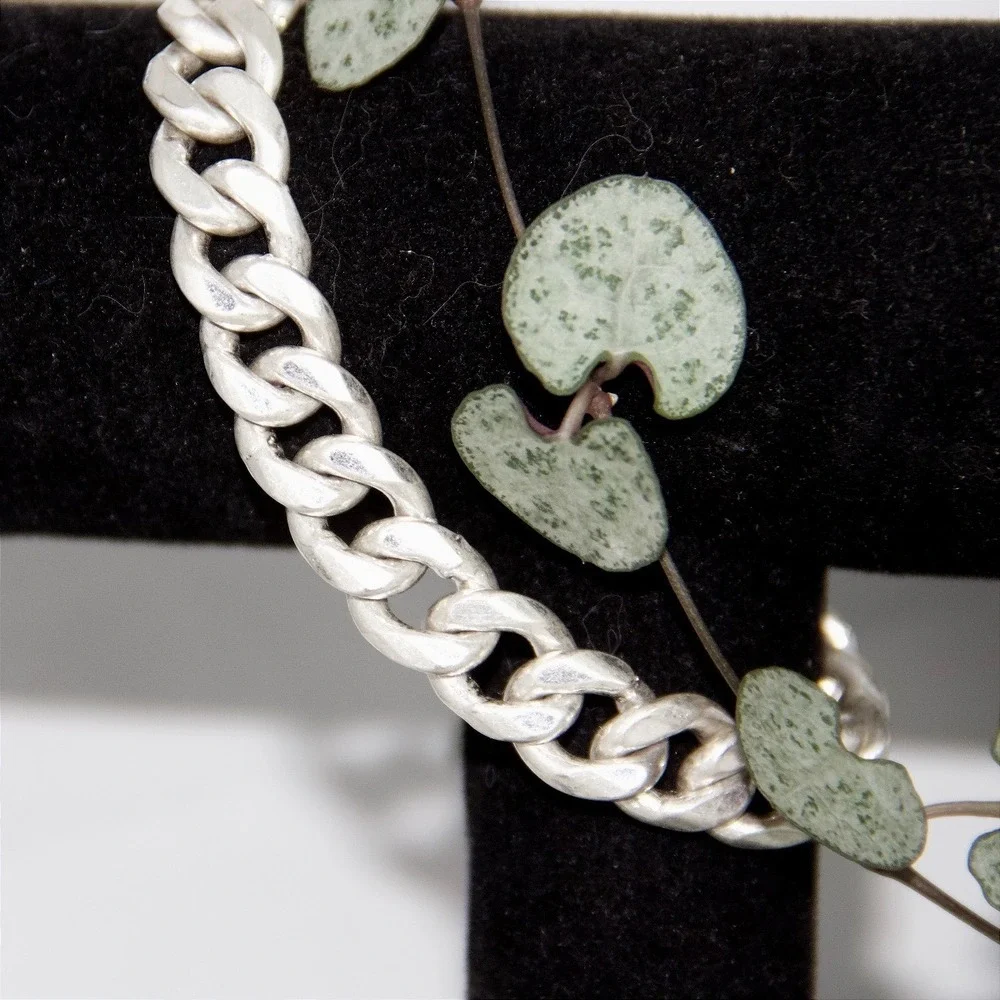 VTG HEAVY Sterling Silver Curb Link Bracelet 8.8mm 33g 925 Mens Jewelry 8.25in
